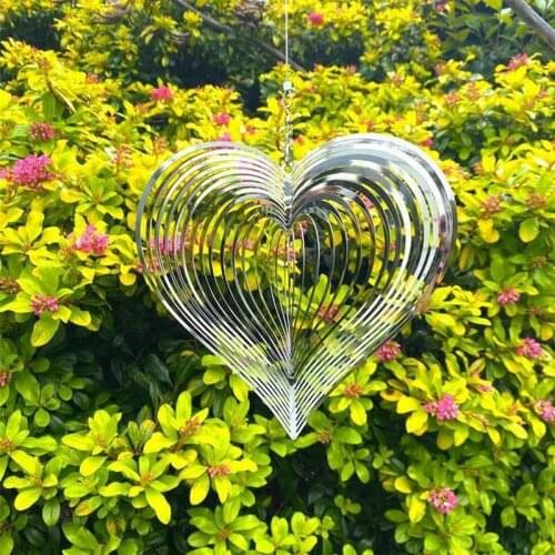 Love Metal Wind Chimes Heart Wind Spinner Catcher Art Wind Rotating Ornaments For Outdoor Yard Garden Hanging Decoration