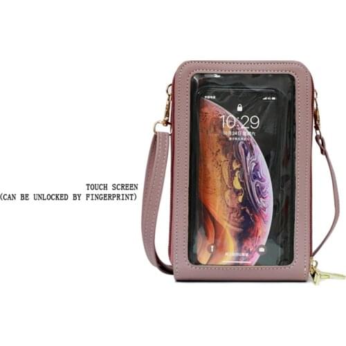 Small multi-functional large capacity womens bag, simple shoulder strap, solid color fashion single shoulder touch screen mobil