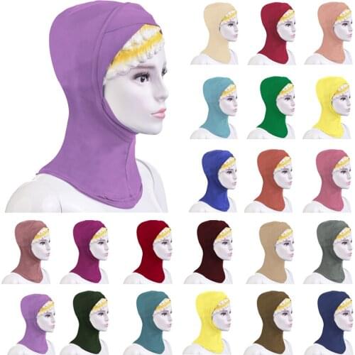 Muslim Cross Scarf Inner Hijab Cap Islamic Full Cover Head Wear Hat Ninja Bone Bonnet Turban Head Scarf Headwrap Women Hijab