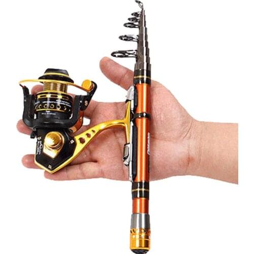 Genuine GW Mini Miniaturized Fishing rod reel set Japan carbon fiber Telescopic pole 1.5-2.7m Sea Travel Carp fish Tool Portable