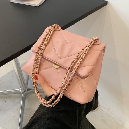New Chain Brand Designer PU Leather Crossbody Bags for Women 2021 Simple Totes Shoulder Bag Lady Luxury Handbags and Purses
