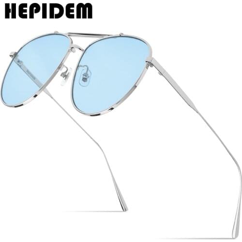 HEPIDEM Pilot Sunglasses Women 2020 New Luxury Brand Designer Metal Alloy Sun Glasses Men with Mirror Nylon Lens gm 5013