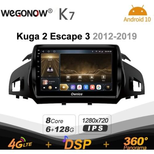 Ownice K7 6G+128G Ownice Android 10.0 Car Radio for Ford Kuga 2 Escape 3 2012 - 2019 GPS 2din 4G LTE 5G Wifi autoradio 360 SPDIF