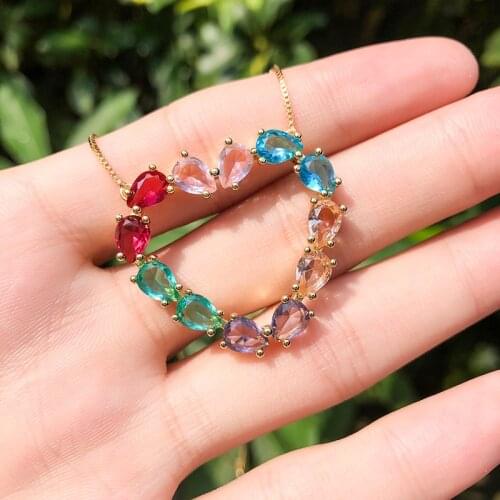 2019 New 3Colors Copper Heart Pendant Necklace Set In AAA Cubic Zirconia fashion necklaces for women jewelry 2018 statement