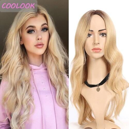 613 Blonde Body Wave Wig Honey Blonde Natural Wavy Wigs for Women Synthetic Golden Wave Cosplay Wigs Heat Resistant False Hair