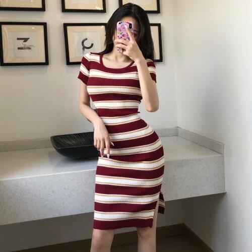 Patchwork Midi Long Sleeve Dresses High Waist Vestidos De Mujer Maxi Casual Robe Pullover Sexy Dress A Line Women Clothing