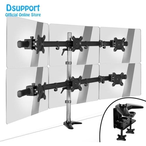 Full Motion 15"-27" LCD LED 6 Screen Monitor Holder Flexible Display Mount Rack Stand MP360CL