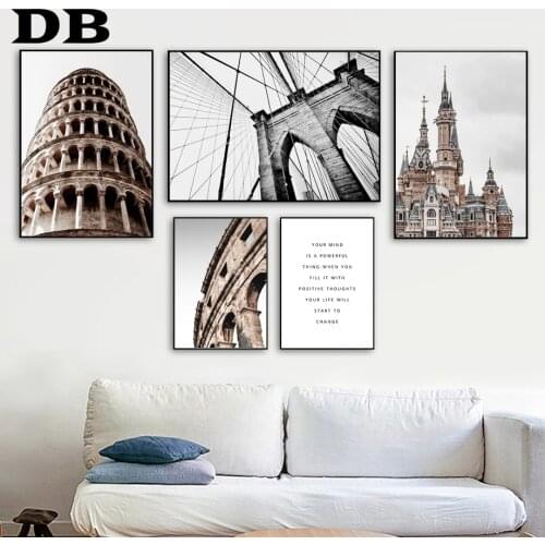 Rome Colosseum Italy Tower Bridge Building Nordic Posters And Prints Wall Art Canvas Painting Wall Picture For Living Room Decor