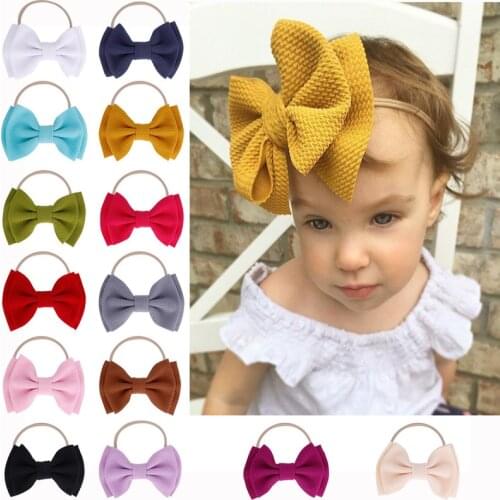 Baby Headbands Cloth Boys Girls Turban Baby Headwrap Newborn Nylon Bow White Black Red Pink Green Skin Khaki Hair Accessories