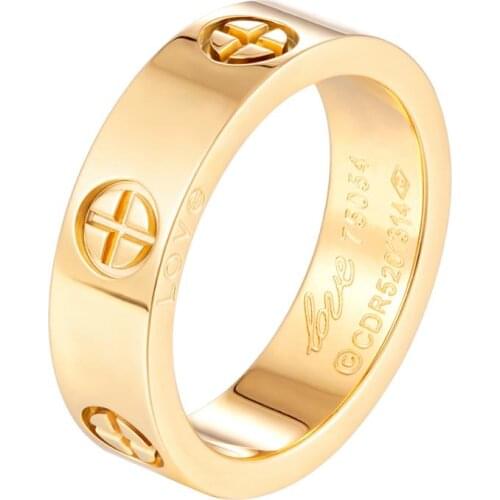 Fashion Cross Stainless Steel Men Women Ring Lover Couple Luxury Jewelry Gold Color Wedding Party Gifts