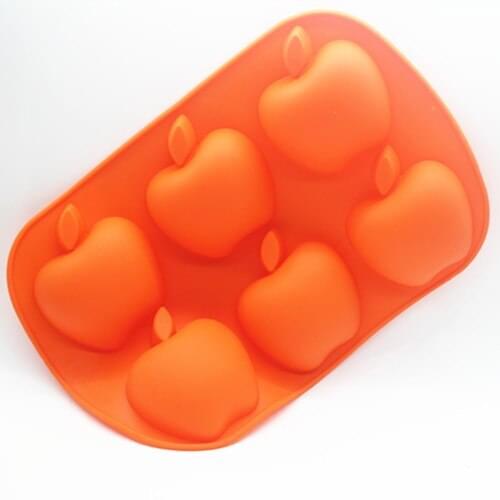 6 Cavity Apple shape Silicone cake mold / handmade soap mold / chocolate mold clay craft mould