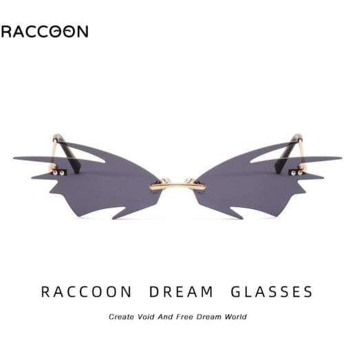 New Personality Rimless Hip-Hop Sunglasses Funny Fashion Concave Shape Cool Decorative Frameless Sun Glasses Irregular Eyewear