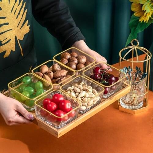 Dim Sum Snack Plate Glass Phnom Penh Fruit Plate Living Room Desktop Snack Plate Home Creative Kitchen Candy Dried Fruit Plate