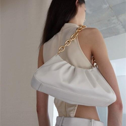 Thick Chain Women Shoulder Bag Fashion Folds Design Womens Handbags Designer Casual Solid Coulds Ladies Hand Bags For Women New