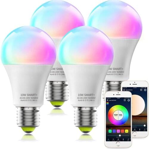 Bluetooth Smart LED Light Bulb Smartphone Controlled Dimmable Multicolored Color Changing Lights Works with iPhone iPad Apple