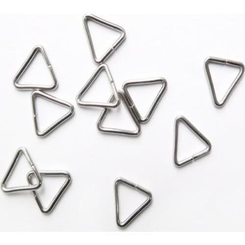 100 pcs 6 7 8 10mm Stainless Steel Triangle Closed Ring Bail Pinch Pendants Bails for Necklace Jewelry Bead Connectors Clips