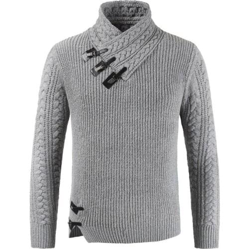 US Size 2019 New Winter MenS Sweater MenS Turtleneck Solid Color Casual Sweater Mens Slim Fit Brand Knitted Pullovers