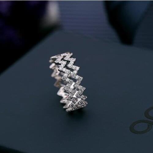 Top Quality New Fashion Double Layer Gear Wave Ring Micro Mosaic Premium AAA+Zircon Knuckle Ring Tail Rings for Women