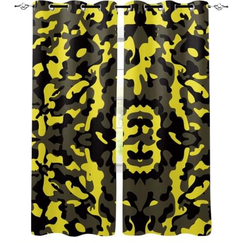 Yellow Camouflage Curtain for Living Room Kids Room Decoration Bedroom Curtain Window Treatment Drapes