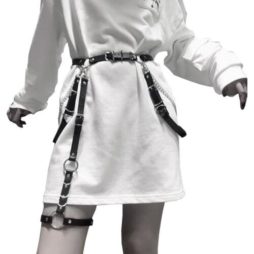 Womens PU Leather Sexy Belt Waist O-Ring Garters Body Bondage Punk Sex Leg loop Suspenders Restraints BDSM Harness Female Belt