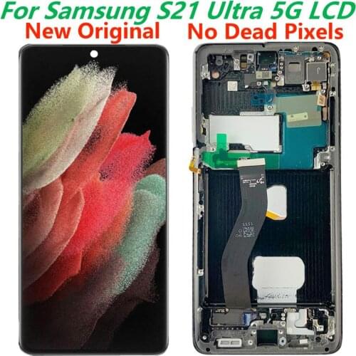 6.8" Original AMOLED For Samsung Galaxy S21 Ultra G998 G998F LCD With Frame Display Touch Screen Digitizer Assembly Replacement