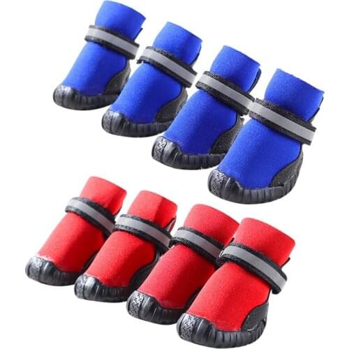 Winter Waterproof Dog Booties Soft Fabric Dog Shoes Open With Zips Protected From Ice And Snow With Rugged Anti-slip Sole Dog