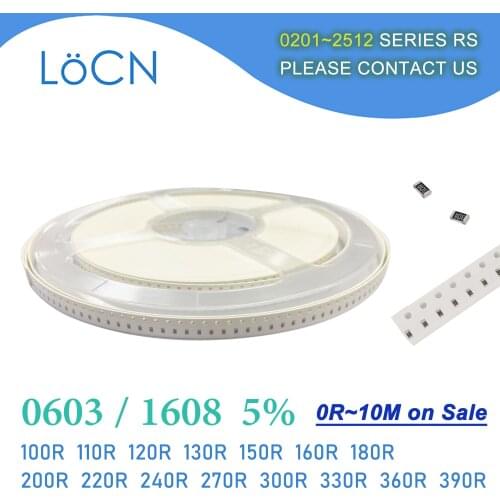 0603 J 5% 5000pcs 100R 110R 120R 130R 150R 160R 180R 200R 220R 240R 270R 300R 330R 360R 390R OHM SMD Resistor 1608 101 111 121
