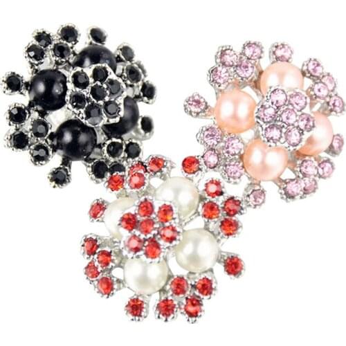 5PCS WHOLEASEL Crystal Pink Pearl Flatback Rhinestone Buttons For Crafts Snap Button For Woman Snap Button Jewelry MDB18-80