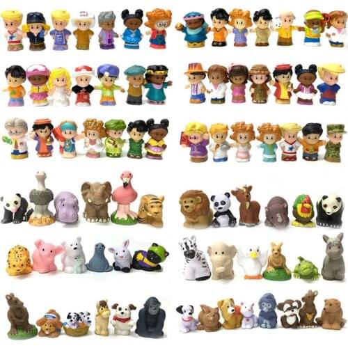 Random Lot 10/25pcs Fisher Little 2" mini People & Animals Cat Dog Farm Zoo Figure Cartoon Boy Girl toys gift
