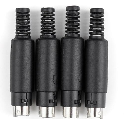 Artudatech 4 Pcs Mini 8 Pin Din Male Plug With Plastic Handle Adapter Soldering Cables DIY