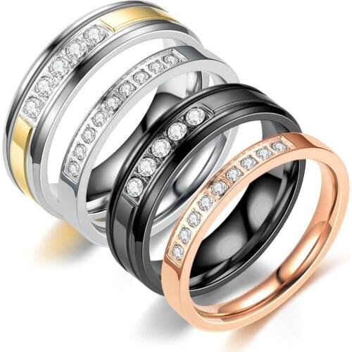 AsJerlya 2021 Top New Antique Mosaic AAA Zircon Crystal Vintage Gold Black Color Ring Women Wedding Finger Luxury Bijoux