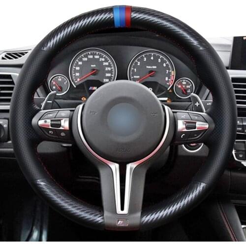 Black Genuine Leather Steering Wheel Cover For BMW F87 M2 F80 M3 F82 M4 M5 F12 F13 M6 X5 M F86 X6 M F33 F30 M Sport