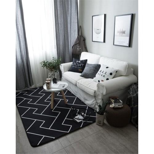 Modern Nordic Style Black and White Geometry Floor Mat Door Mat Anti-slip Mat Carpet Bedroom Living Room Home Decoration