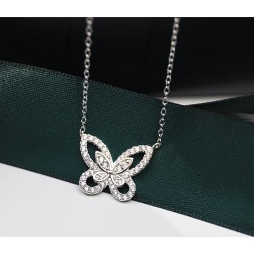 Pure 925 sterling silver pop brand ladies sweet butterfly necklace luxury jewelry zircon engagement anniversary party jewelry