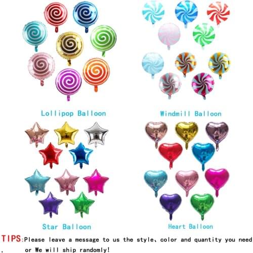 20/50/80pcs 18inch Windmill&Lollipop Star&Heart Helium Foil Balloon Wedding Birthday Christmas Decoration Balloon Kid Favor Gift
