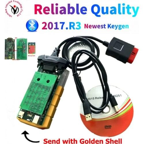 2021 NEW Arrival gold colour OBD2 SCANNER VD DS150E cdp Bluetooth 2017.R3 keygen for delphis cars/trucks obd2 diagnostic tool
