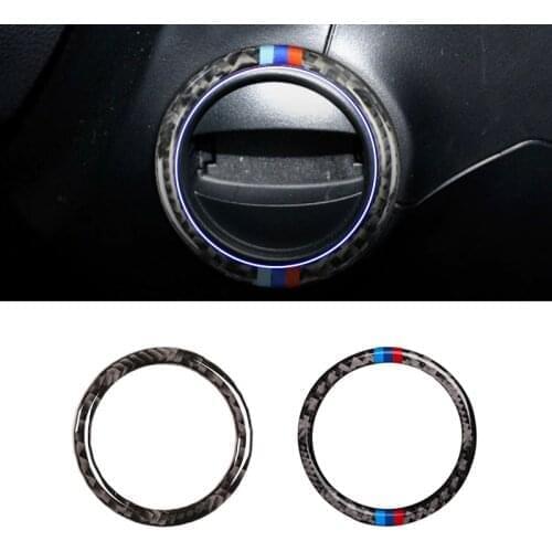 For BMW 5 Series E60 E61 2004 2005 2006 - 2010 Carbon Fiber Car Interior Engine Start Stop Button Ignition Key Ring Cover Trim