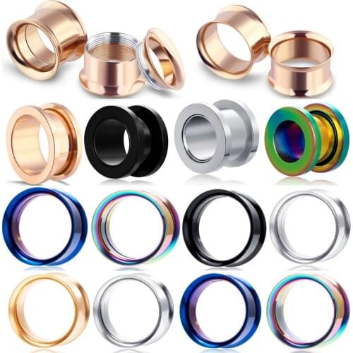 Fanpeijy Screw Ear Plugs Tunnel Flesh Earring Gauges Hollow Piercings Tunnels Expanders Rings Rose Gold ear Stretcher Taper