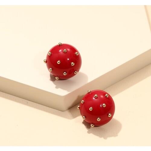 GuanLong Fashion Round Big Stud Earrings for Women Geometric Gold Metal Resin Acrylic Earring Wedding Gift Wholesale Ear Jewelry