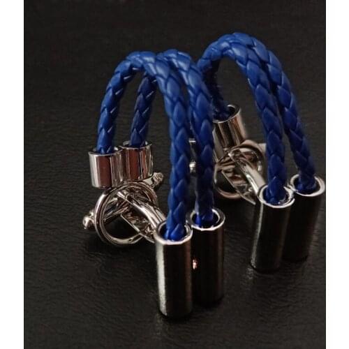 KC-017 Free delivery, high quality copper material, mens shirt cuff button, new fashion blue jewelry cowhide cord cuff links