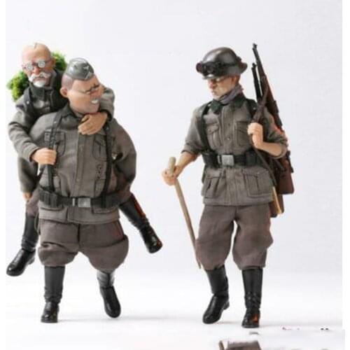 In Stock 1/12 Big Head Soldier Series Thin Man Fat Man Old Man WWII Soldier Figure Dolls BGS001/BGS002/BGS003
