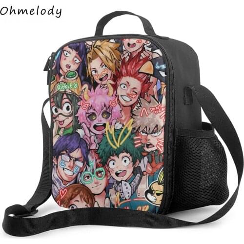 My Hero Academia Anime Boys Girls Lunch Bags with Shoulder Straps Crossbody Lunch Bags Cooler Insualtion Bag for Work Picnic