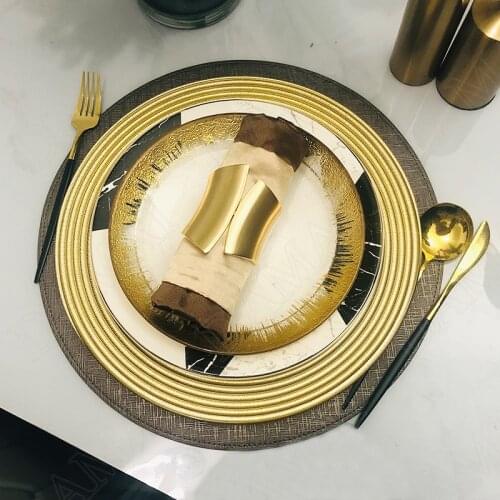 Gilded Ceramic Plate Set Dining Table Main Course Western Steak Pasta Dishes Salad Plates European Hotel Decoration Tableware