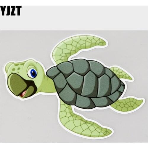 YJZT 13.9CM×10.9CM Decal Lovely Sea Turtle Cartoon PVC Car Sticker 11C-0201