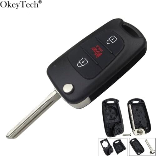 Okeytech 3 Buttons Flip Folding Remote Car Key Shell Fob For Hyundai Avante I30 IX35 For Kia K2 K5 Sorento Sportage Case Cover