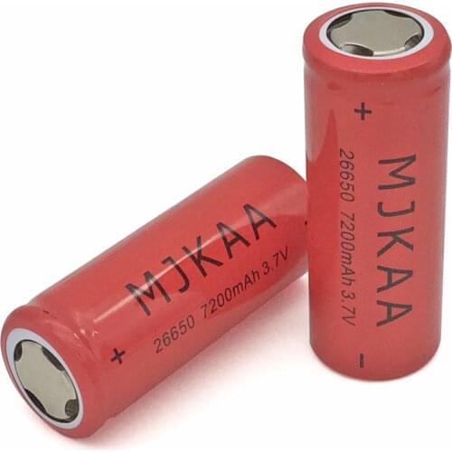 MJKAA 2pc/lot 26650 Rechargeable Battery 7200mAh 3.7V Lithium Li-ion Battery High Power for Torch LED Flashlight