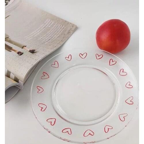 접시 Plateau Heart-ShapedDecorative Plate Glass Breakfast Tray Heat Resistant Тарелки ПодносServeerschaal Boreal Europe Style