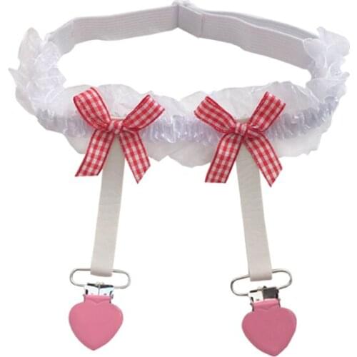 1Pcs Fashions Women Sexy Lace Suspenders Japanese Lolita Heart Buckle Thigh-Highs Bow Lace Punk Gothic Garter Belt for Stockings