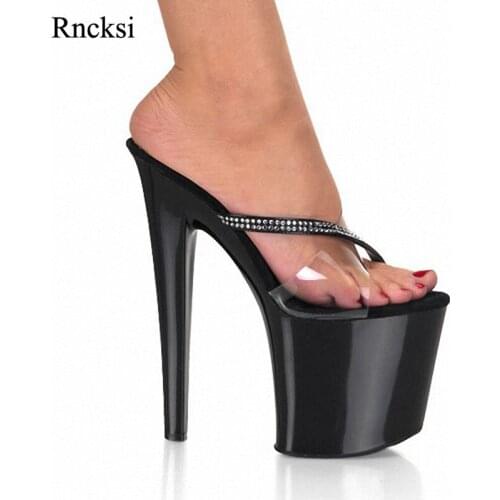 Rncksi 20CM Super High Heel Clear Platforms Pole Dance/Performance/Model Shoes New Sexy Women Lady Wedding Party Slippers Shoes