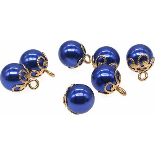 SHINE 10 PCs Resin Sewing Buttons Scrapbooking Round Pearl Single Hole Dark Blue 10mm Costura Botones decorate PE001